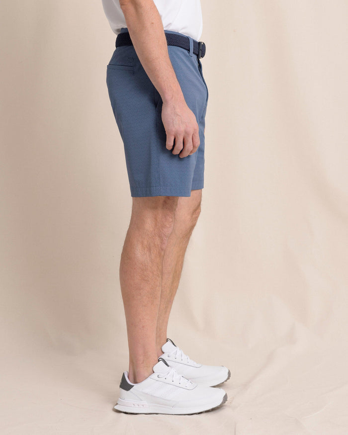 The side view of the Southern Tide brrr°®-die 8" ST Geo Printed Short by Southern Tide - Dark Seas