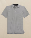 The front view of the Southern Tide brrr-eeze Meadowbrook Stripe Polo by Southern Tide - Caviar Black