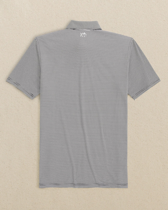 The back view of the Southern Tide brrr-eeze Meadowbrook Stripe Polo by Southern Tide - Caviar Black