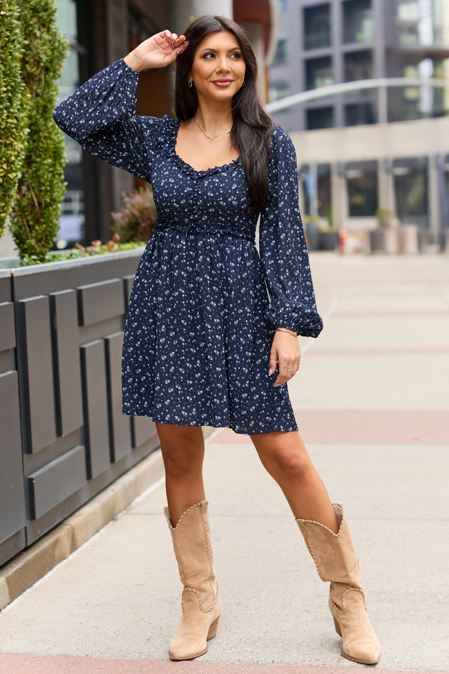Brynn Navy Blue Floral Mini Dress FINAL SALE