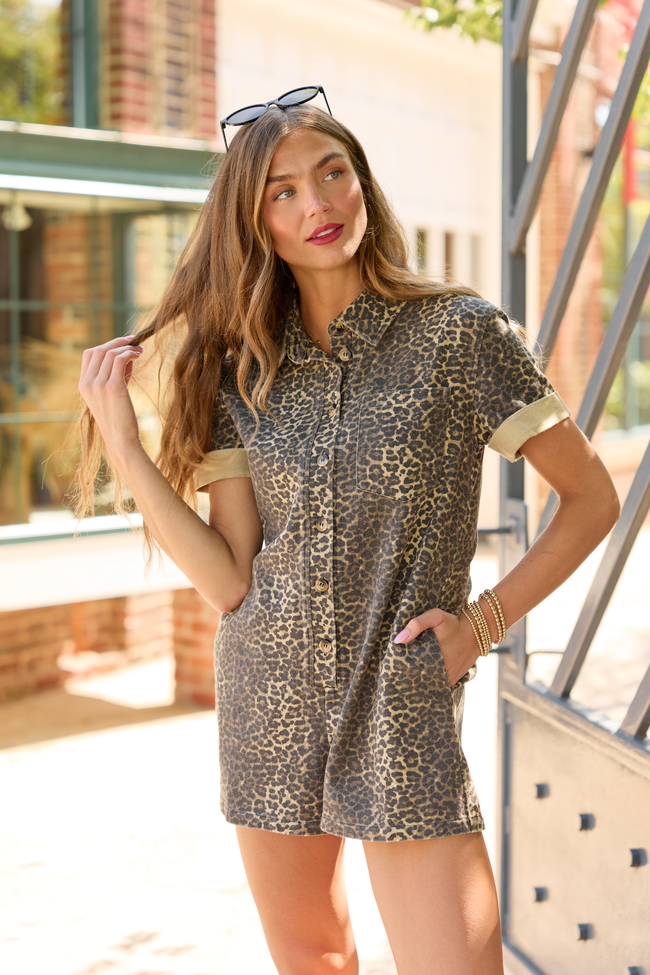 By The Way Leopard Short Sleeve Romper