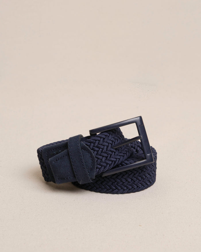 The front view of the Southern Tide Caddie Braided Belt by Southern Tide - True Navy