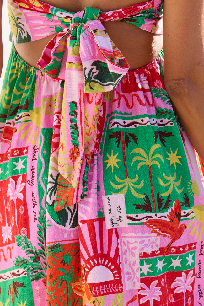 Calloway Multi Tropical Print Strapless Dress FINAL SALE