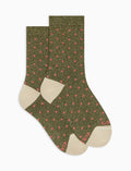 Calze corte bambino cotone e lurex verde muschio fantasia pois - Gallo 1927 - Official Online Shop