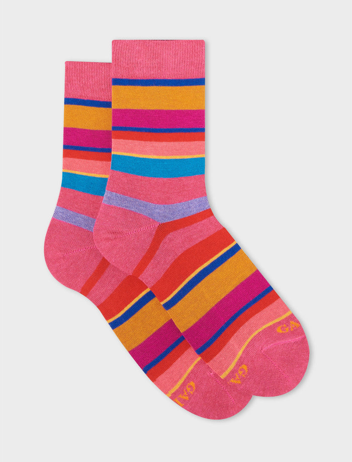 Calze corte bambino cotone erica righe multicolor - Gallo 1927 - Official Online Shop