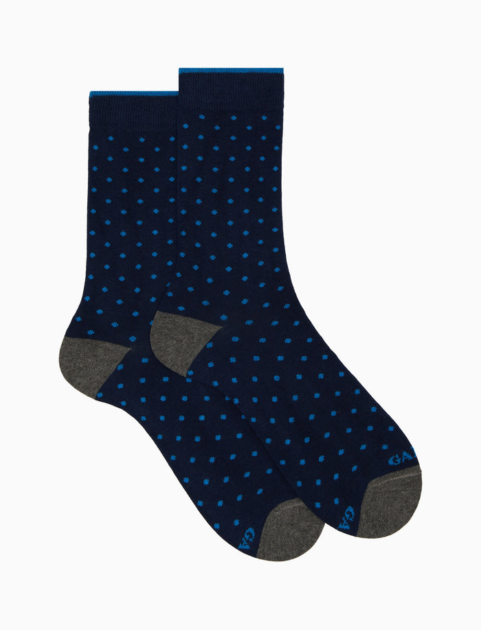 Calze corte donna cotone blu fantasia pois - Gallo 1927 - Official Online Shop