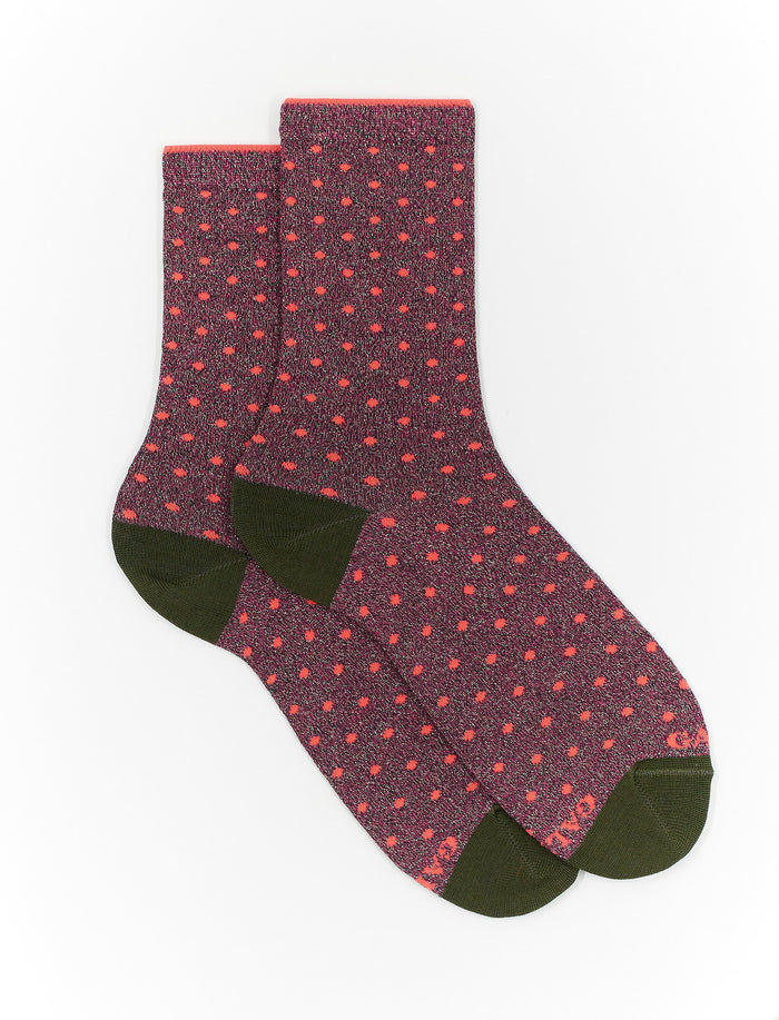Calze corte donna cotone e lurex rosa incantesimo fantasia pois - Gallo 1927 - Official Online Shop