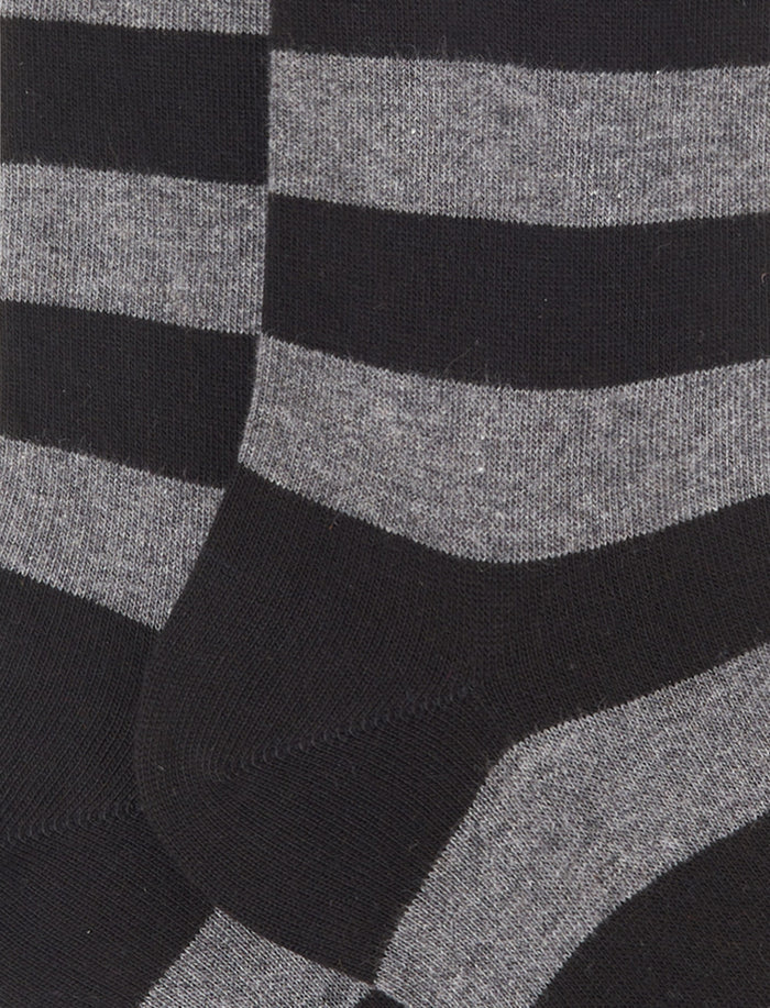 Calze corte donna cotone nero righe bicolore - Gallo 1927 - Official Online Shop
