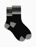 Calze corte donna cotone nero tinta unita a coste polso righe lurex - Gallo 1927 - Official Online Shop