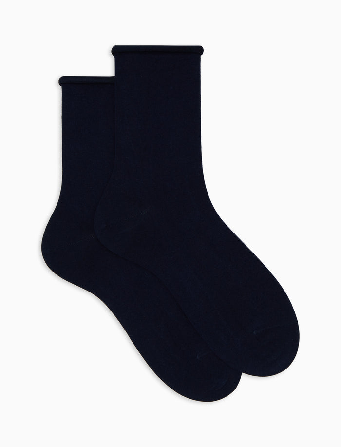 Calze corte donna cotone oltremare tinta unita - Gallo 1927 - Official Online Shop