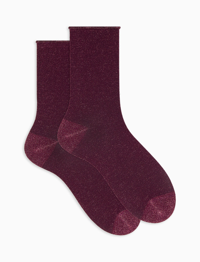 Calze corte donna fucsia tinta unita effetto scintillante - Gallo 1927 - Official Online Shop