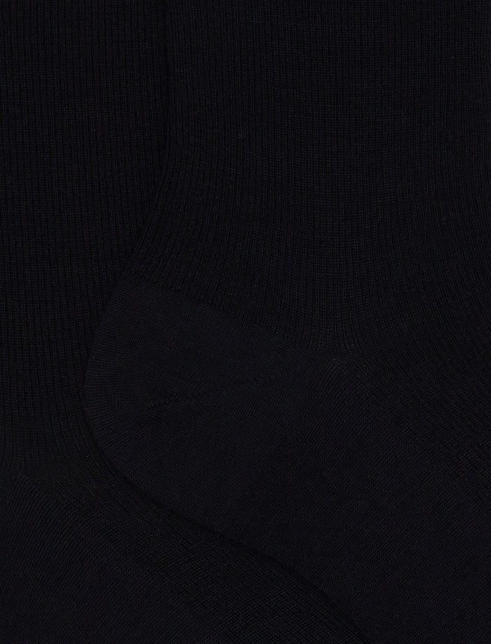 Calze corte donna lana blu tinta unita a coste - Gallo 1927 - Official Online Shop