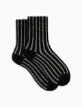 Calze corte donna poliammide e cotone nero con righe verticali effetto scintillante - Gallo 1927 - Official Online Shop