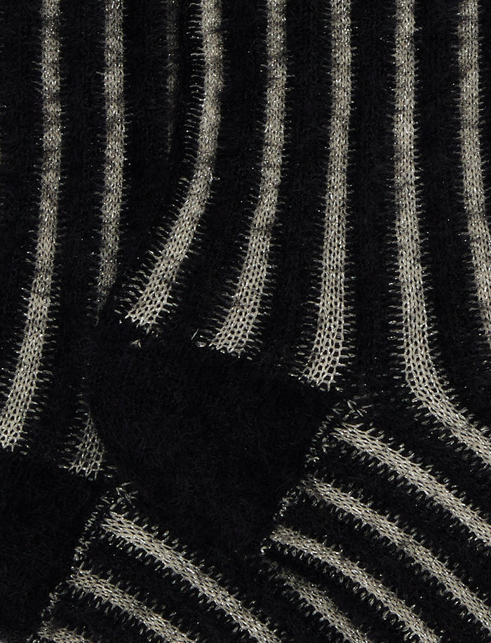Calze corte donna poliammide e cotone nero con righe verticali effetto scintillante - Gallo 1927 - Official Online Shop