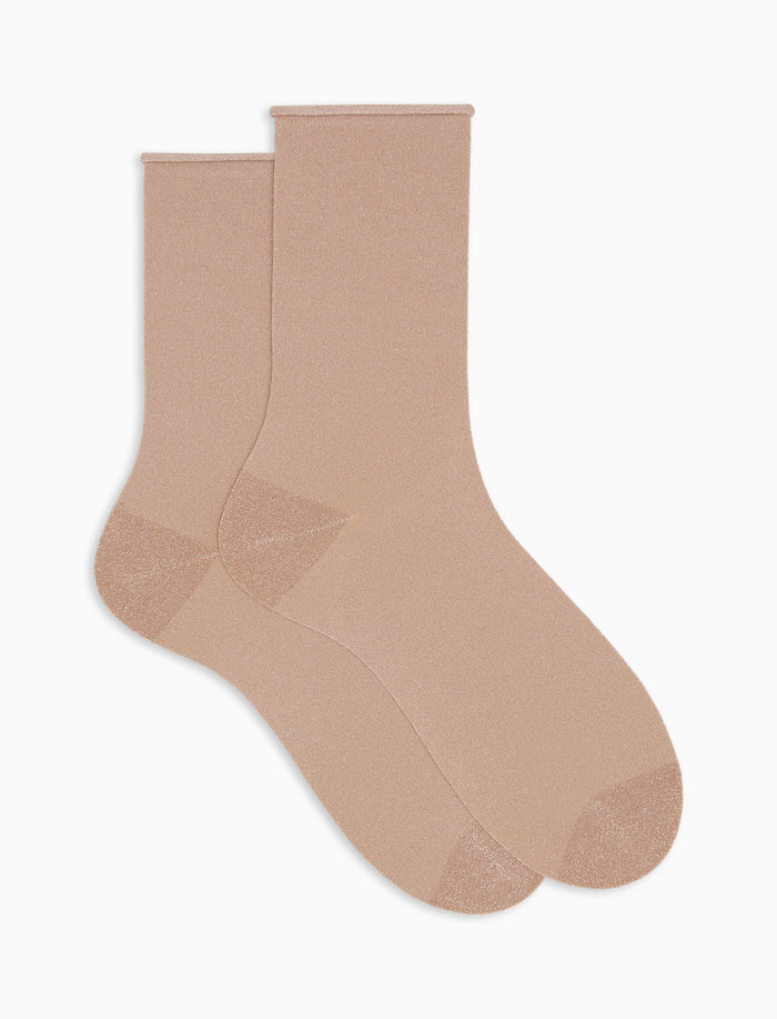 Calze corte donna rosa tinta unita effetto scintillante - Gallo 1927 - Official Online Shop