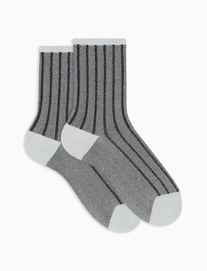 Calze corte donna twin rib spaziata con effetto scintillante grigio - Gallo 1927 - Official Online Shop