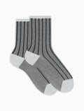 Calze corte donna twin rib spaziata con effetto scintillante grigio - Gallo 1927 - Official Online Shop