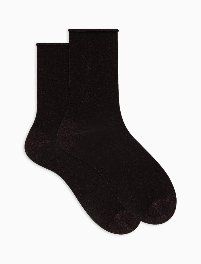 Calze corte donna viola tinta unita effetto scintillante - Gallo 1927 - Official Online Shop