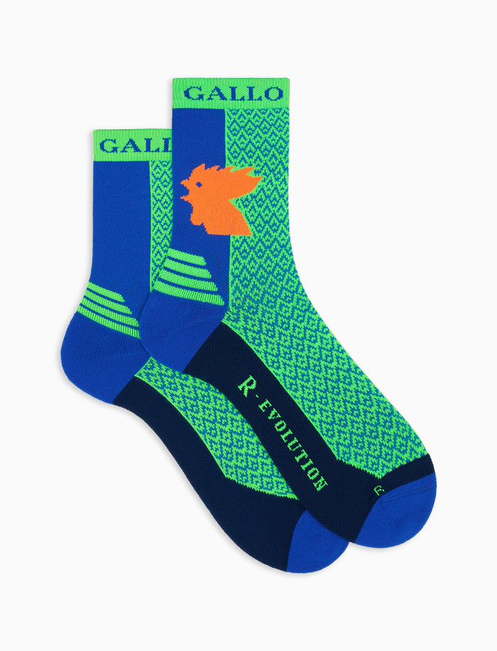 Calze corte tecniche donna verde fluo fantasia triangolini - Gallo 1927 - Official Online Shop