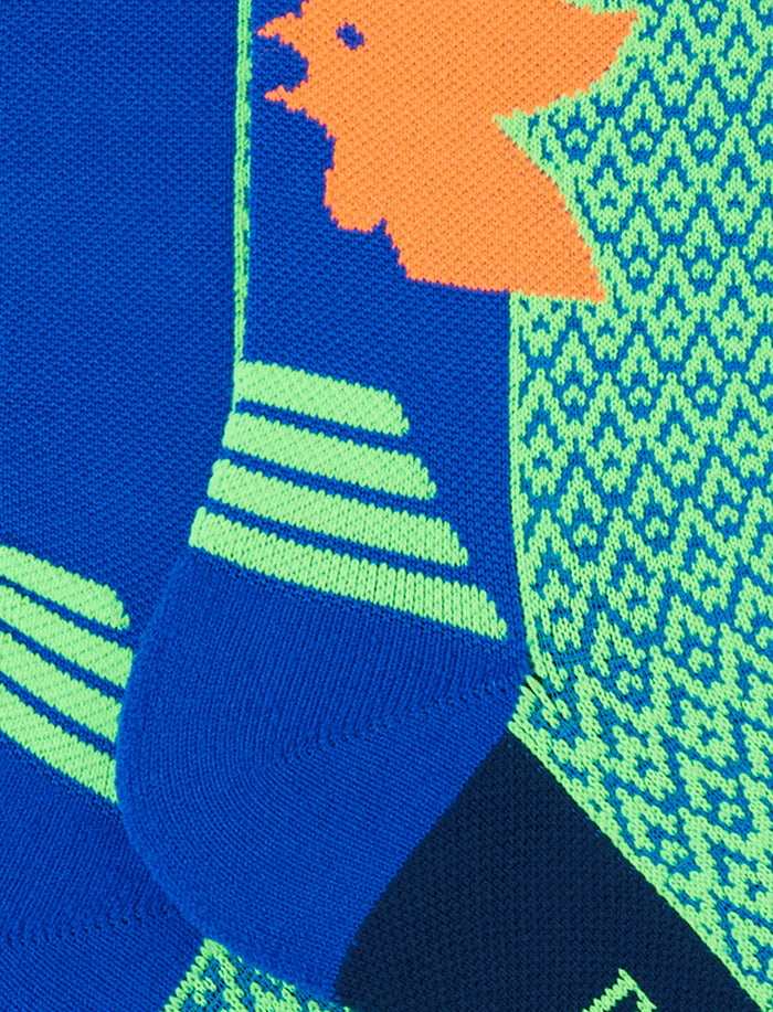 Calze corte tecniche donna verde fluo fantasia triangolini - Gallo 1927 - Official Online Shop