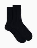 Calze corte unisex cotone twin rib e scritta gallo in punta tinta unita blu - Gallo 1927 - Official Online Shop