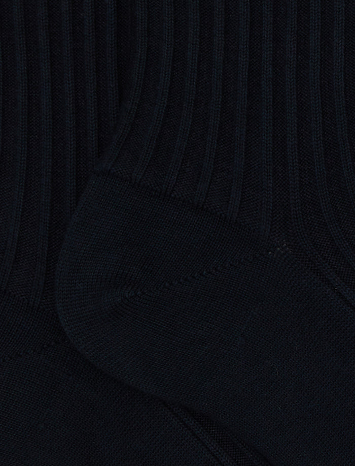 Calze corte unisex cotone twin rib e scritta gallo in punta tinta unita blu - Gallo 1927 - Official Online Shop