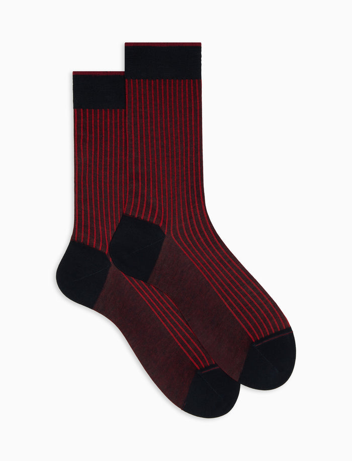 Calze corte uomo cotone blu/papavero twin rib - Gallo 1927 - Official Online Shop