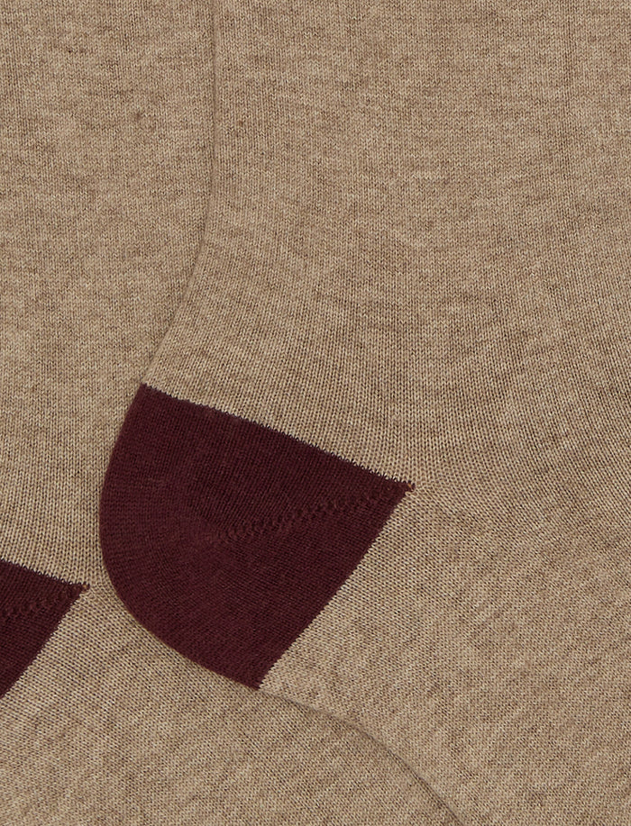 Calze corte uomo cotone e cashmere sabbia tinta unita e contrasti - Gallo 1927 - Official Online Shop
