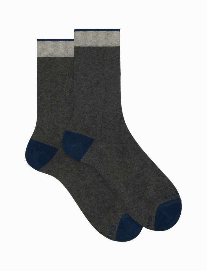 Calze corte uomo cotone e cashmere sasso tinta unita e contrasti - Gallo 1927 - Official Online Shop