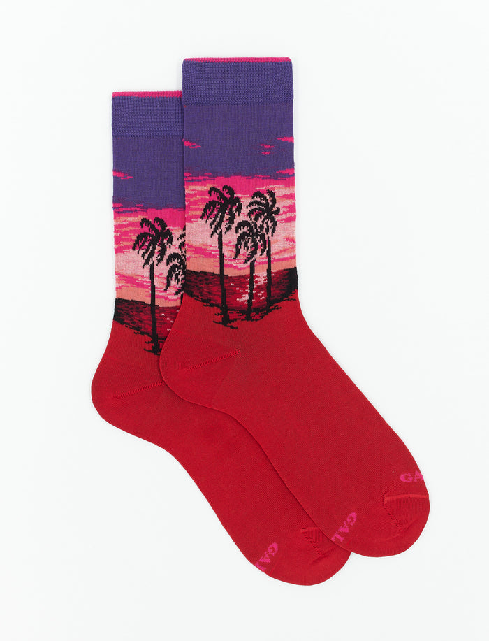 Calze corte uomo cotone leggero amaranto fantasia spiaggia - Gallo 1927 - Official Online Shop