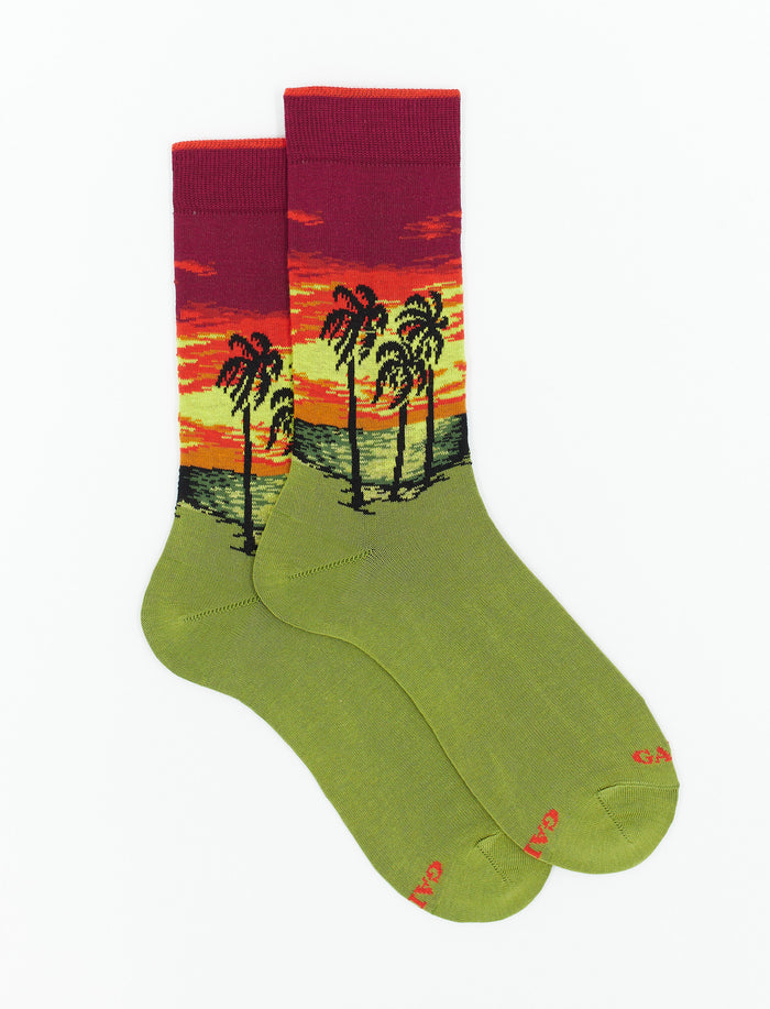 Calze corte uomo cotone leggero erba fantasia spiaggia - Gallo 1927 - Official Online Shop