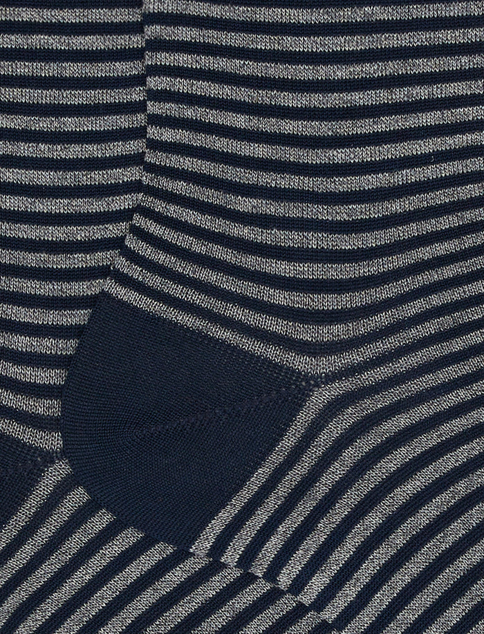 Calze corte uomo cotone leggero oltremare/pietra righe windsor - Gallo 1927 - Official Online Shop