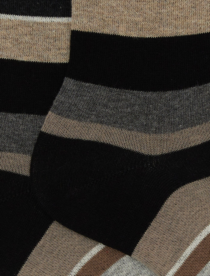 Calze corte uomo cotone nero righe multicolor - Gallo 1927 - Official Online Shop