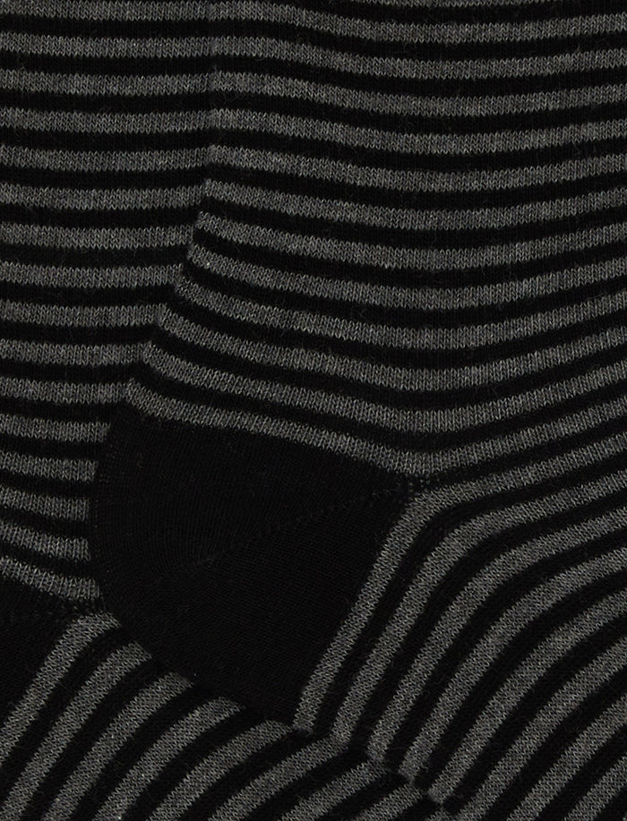 Calze corte uomo cotone nero righe windsor - Gallo 1927 - Official Online Shop
