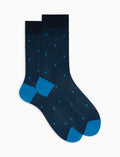 Calze corte uomo cotone oltremare fantasia pois su cangiante - Gallo 1927 - Official Online Shop