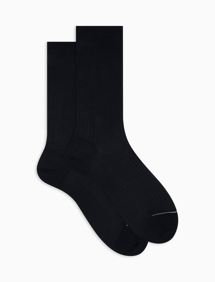 Calze corte uomo cotone tinta unita a coste blu - Gallo 1927 - Official Online Shop