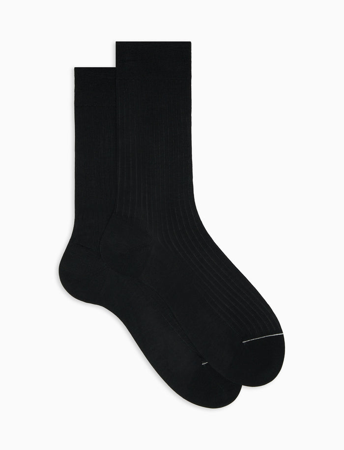Calze corte uomo cotone tinta unita a coste grigio - Gallo 1927 - Official Online Shop