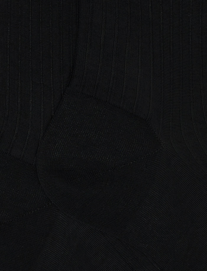 Calze corte uomo cotone tinta unita a coste nero - Gallo 1927 - Official Online Shop