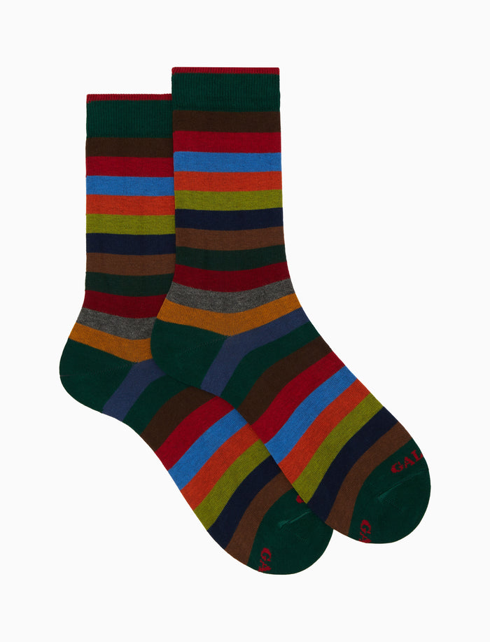 Calze corte uomo cotone verde righe pari - Gallo 1927 - Official Online Shop
