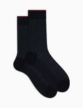 Calze corte uomo lana e cotone blu twin rib - Gallo 1927 - Official Online Shop