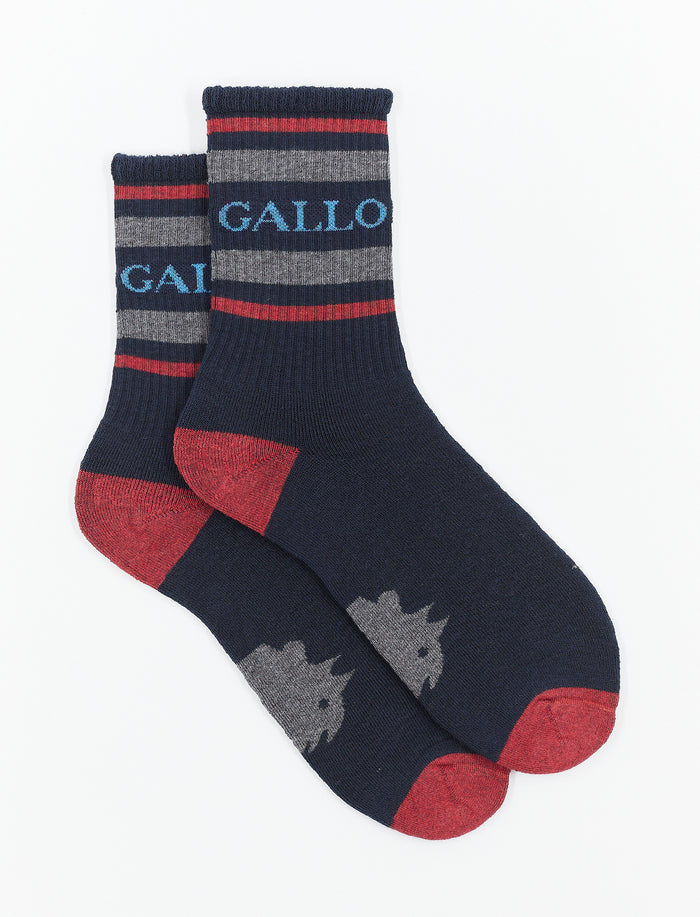 Calze corte uomo spugna di cotone blu navy con scritta gallo - Gallo 1927 - Official Online Shop