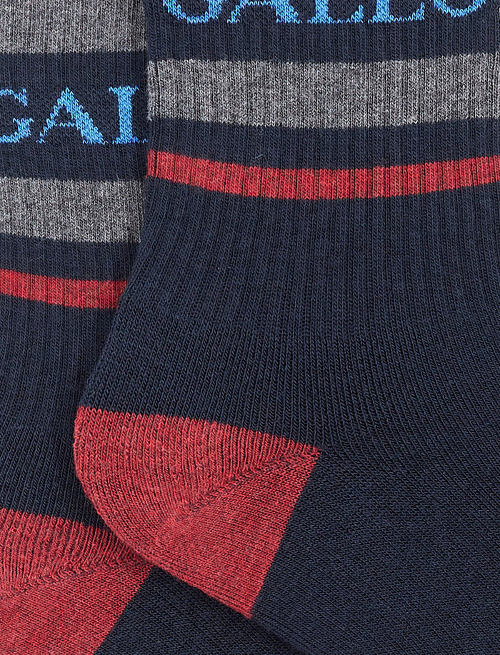 Calze corte uomo spugna di cotone blu navy con scritta gallo - Gallo 1927 - Official Online Shop