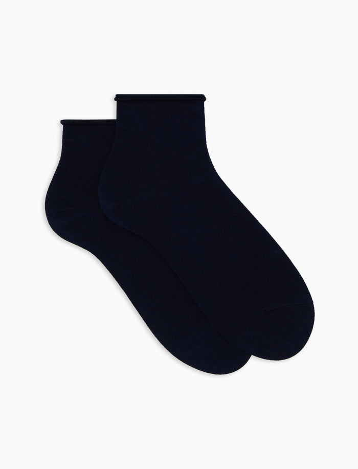 Calze cortissime donna cotone blu oltremare tinta unita - Gallo 1927 - Official Online Shop