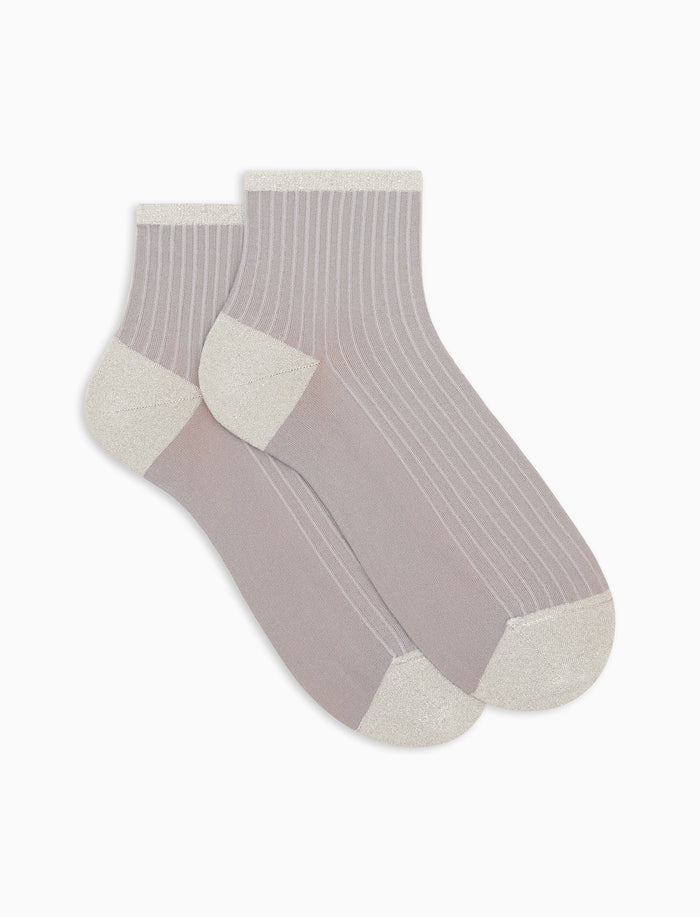 Calze cortissime donna poliammide e lurex twin rib grigio - Gallo 1927 - Official Online Shop