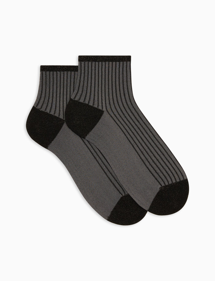 Calze cortissime donna poliammide e lurex twin rib nero - Gallo 1927 - Official Online Shop