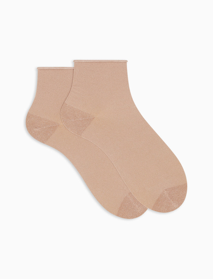 Calze cortissime donna rosa tinta unita effetto scintillante - Gallo 1927 - Official Online Shop