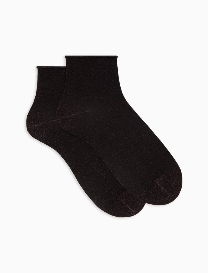 Calze cortissime donna viola tinta unita effetto scintillante - Gallo 1927 - Official Online Shop