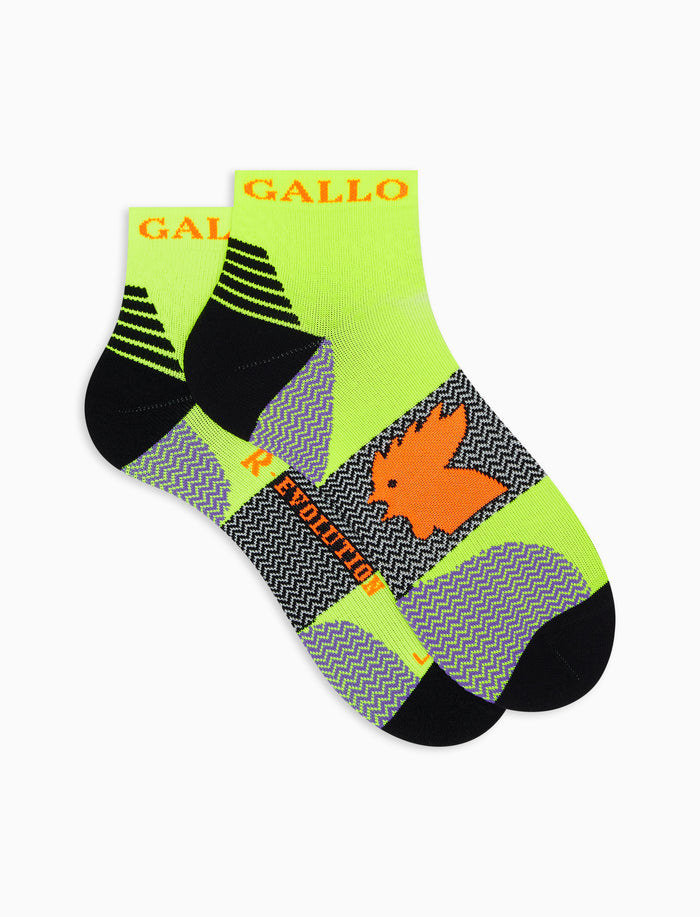 Calze cortissime tecniche donna giallo fluo fantasia chevron - Gallo 1927 - Official Online Shop
