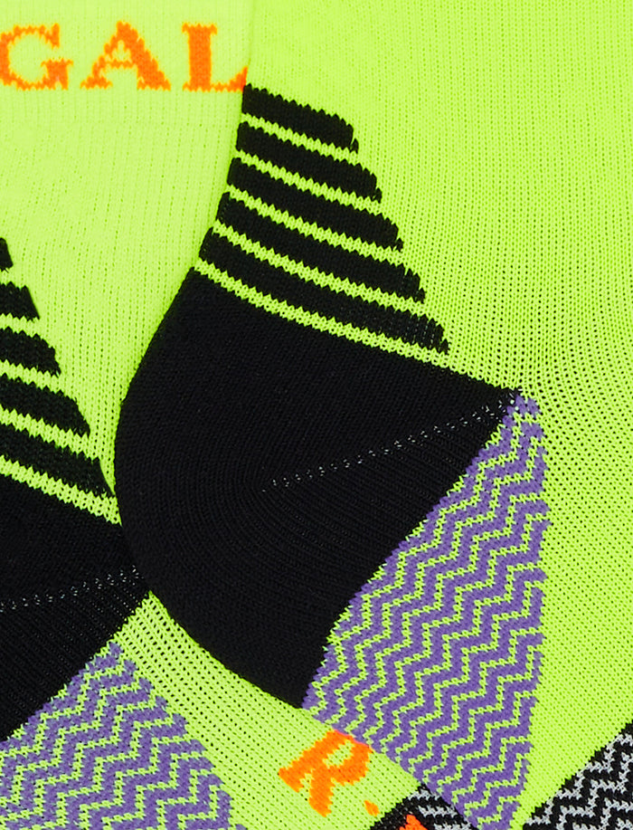 Calze cortissime tecniche donna giallo fluo fantasia chevron - Gallo 1927 - Official Online Shop
