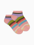 Calze fantasmini bambino cotone leggero geranio righe multicolor - Gallo 1927 - Official Online Shop